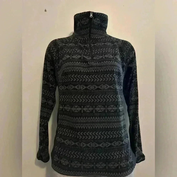 Columbia 3/4 zip black & grey Aztec fleece top, women’s M - Picture 5 of 8